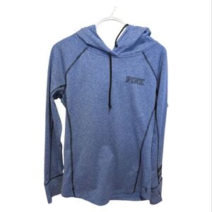 - Blue Hooded Sweatshirt with PINK Logo - Med Weight. Sz M EUC
